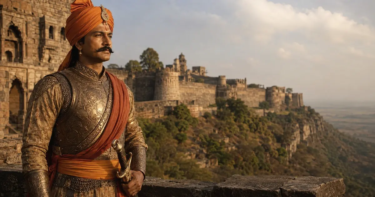 चंदेरी किले के सामने महाराजा मेदिनी राय खंगार का ऐतिहासिक चित्रण