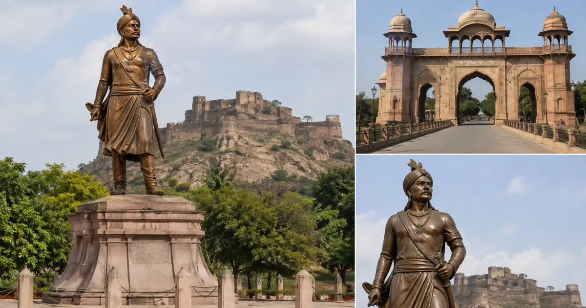 महाराजा खेतसिंह खंगार की प्रतिमा प्रवेश द्वार और गढ़कुंडर स्मारक